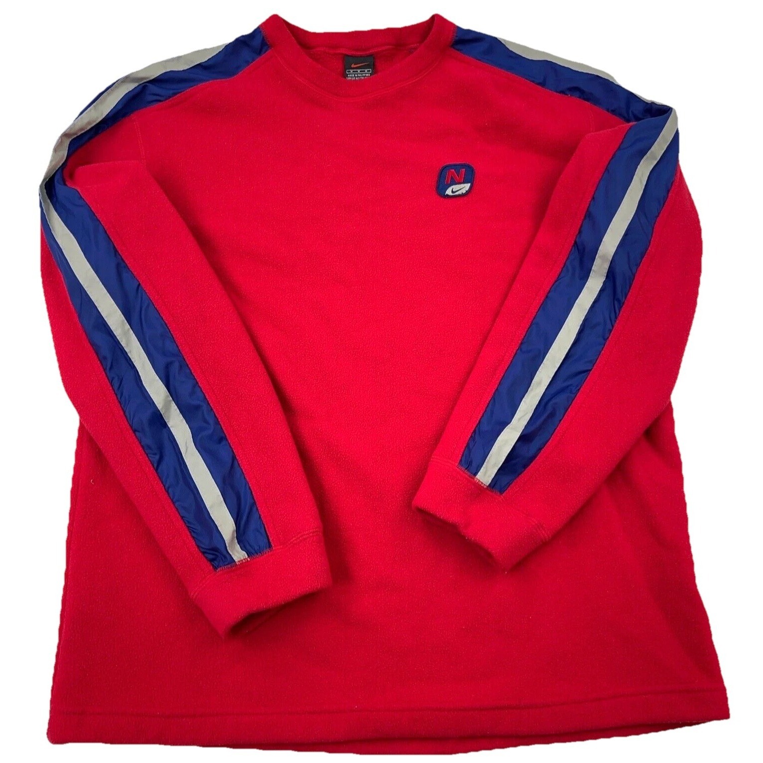 Vintage Nike Sweatshirt Men Medium Red Fleece Crewneck Sweater Y2k 2000s Cyber